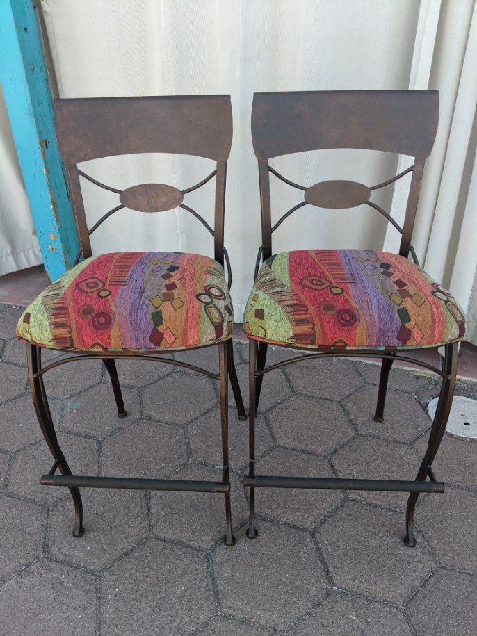 Barstools with original in-house design from our Tucson fabric store