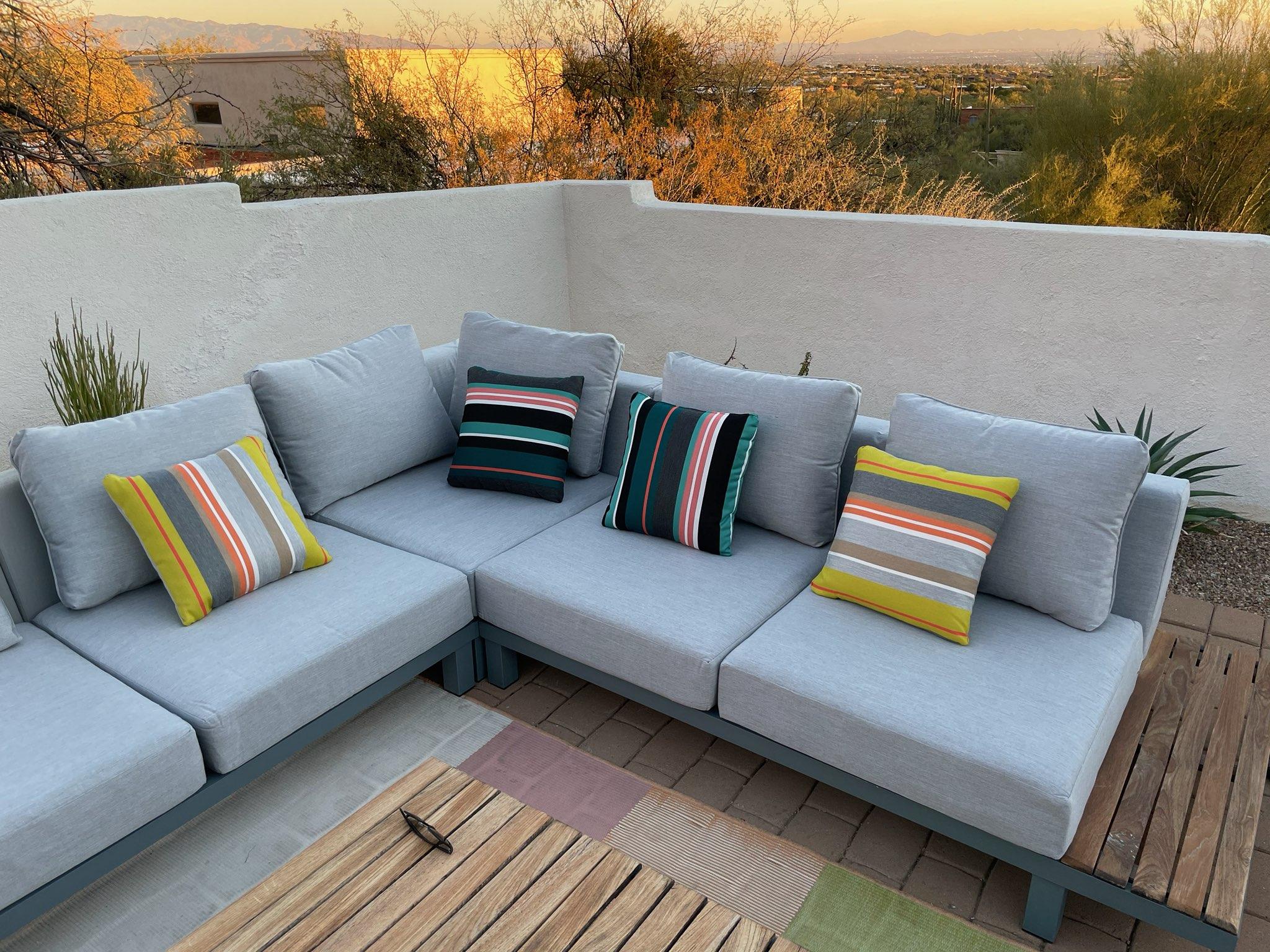 Outdoor sofa set with pillows