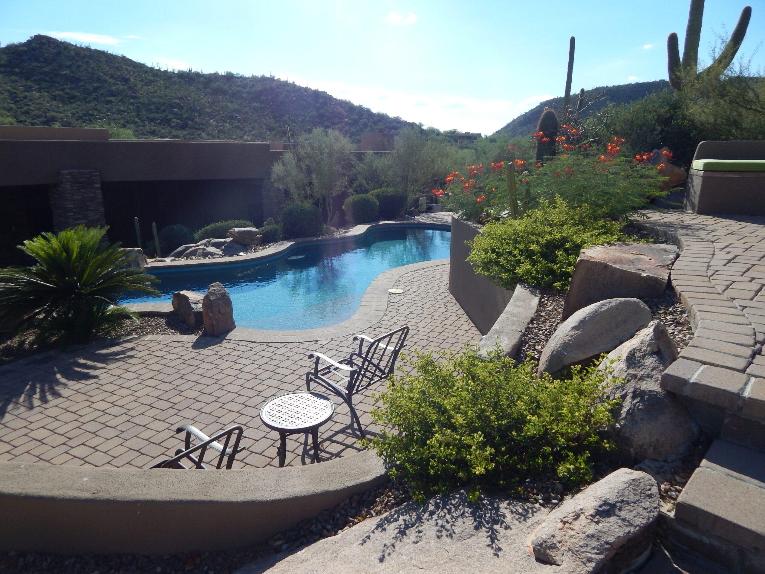 Outdoor Entertainment Area in Need of Poolside Furniture Upholstery and Drapery Services